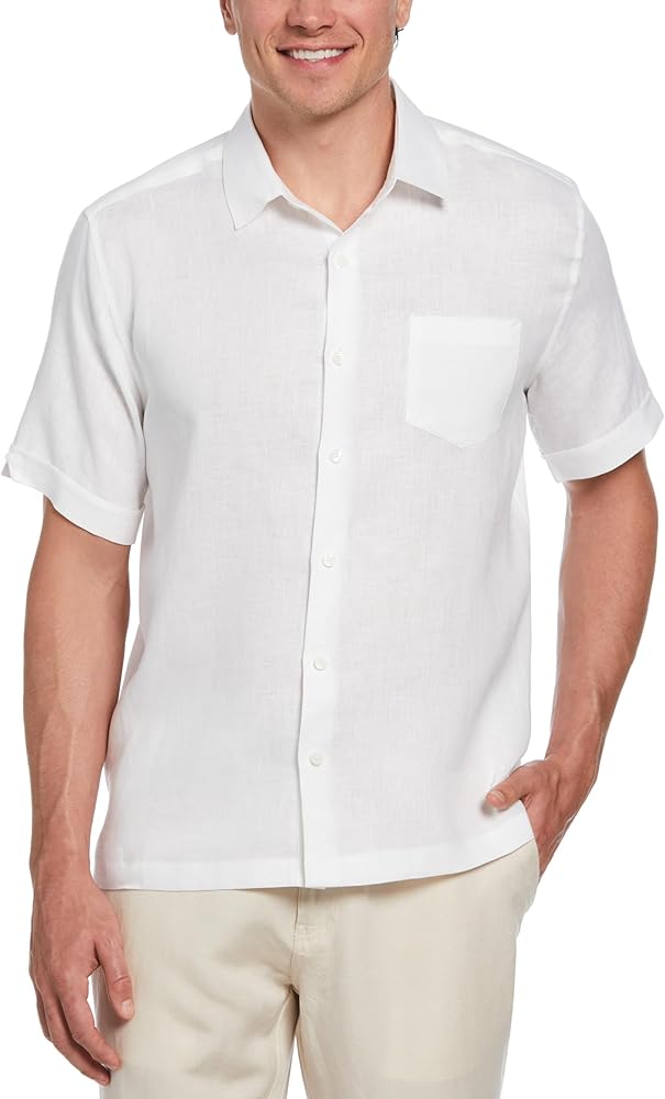 Cubavera Men's Short Travel Select Linen-Blend One Pocket Shirt