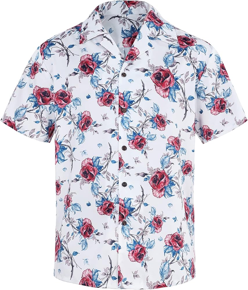 Mens Casual Short Sleeve Hawaiian Shirts Button-down Shirts Tropical Funny Summer Shirts for Men