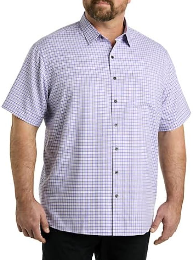 Harbor Bay by DXL Men's Big and Tall Check Pattern Microfiber Sport Shirt