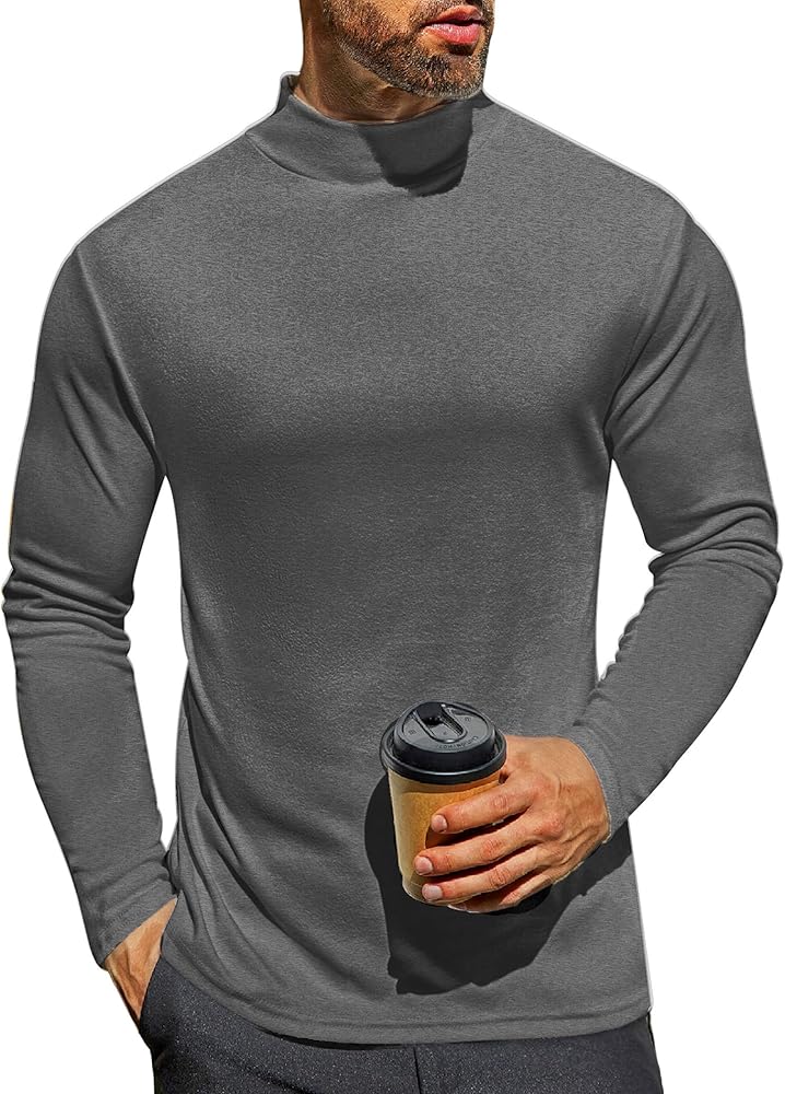 Ekouaer Men's Mock Turtleneck Shirts Long Sleeve Basic Turtle Neck Undershirt Lightweight Thermal Pullover Sweater