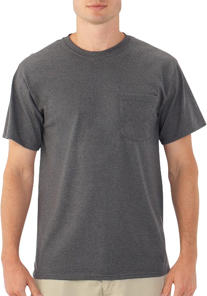 Fruit of the Loom Best Collection&#8482 Men's Short Sleeve Pocket Tee Medium Charcoal Heather