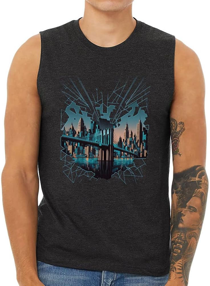 Brooklyn Bridge Men's Muscle Tank - Illustration Men's Sleeveless T-Shirt - Cool Design Tank