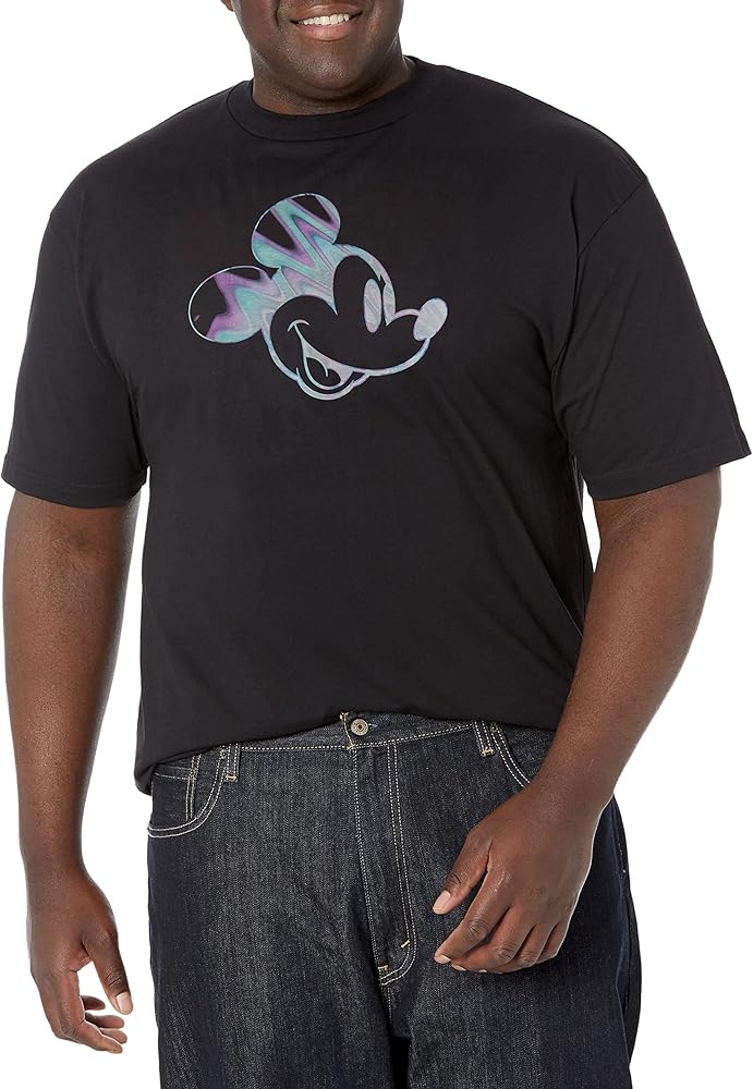 Disney Big Classic Mickey Neon Slick Mick Men's Tops Short Sleeve Tee Shirt, Black, XX-Large Tall