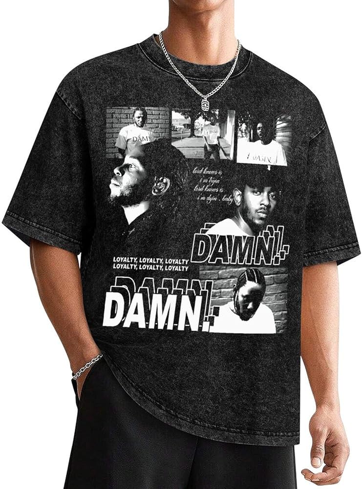 Kendrick Rapper Lamar Vintage Shirt Men Oversized Streetwear Short Sleeve Y2K Crew Neck Tops