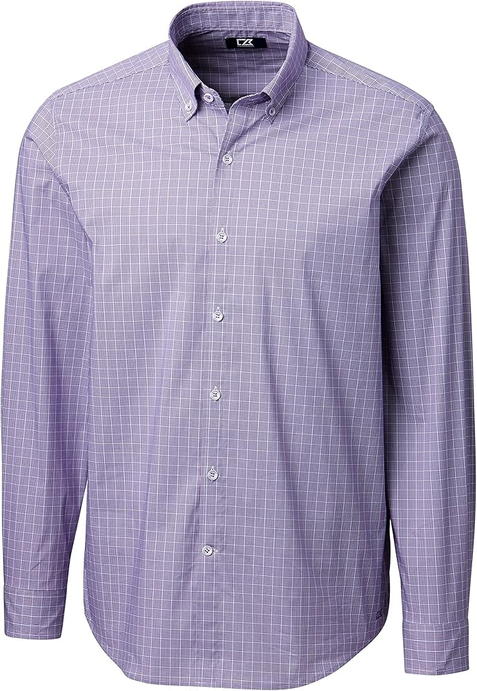 Cutter & Buck Men's Long Sleeve Soar Windowpane Check Button Down Shirt