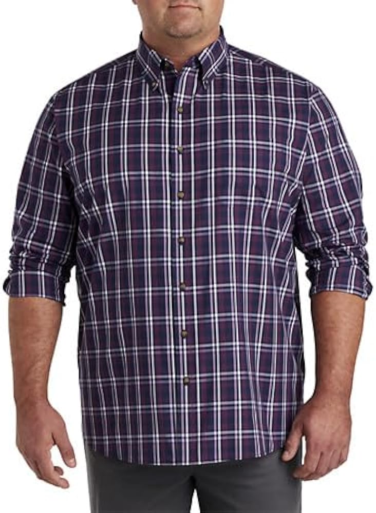 Harbor Bay by DXL Men's Big and Tall Easy-Care Large Plaid Sport Shirt