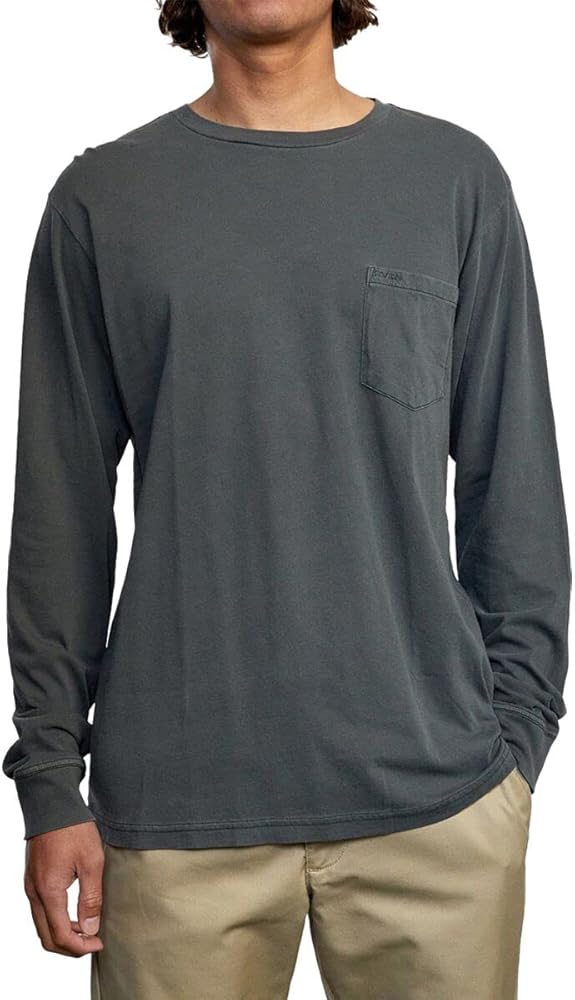 RVCA Men's PTC Pigment Long Sleeve Crew Neck Pocket T-Shirt