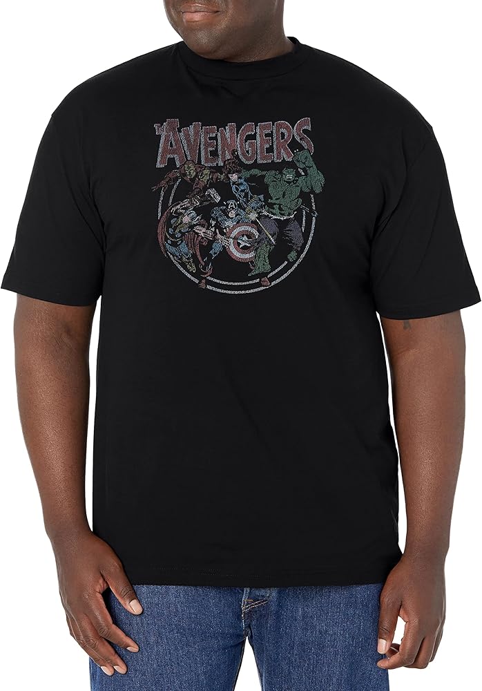 Marvel Big & Tall Classic Avengers Vintage Men's Tops Short Sleeve Tee Shirt