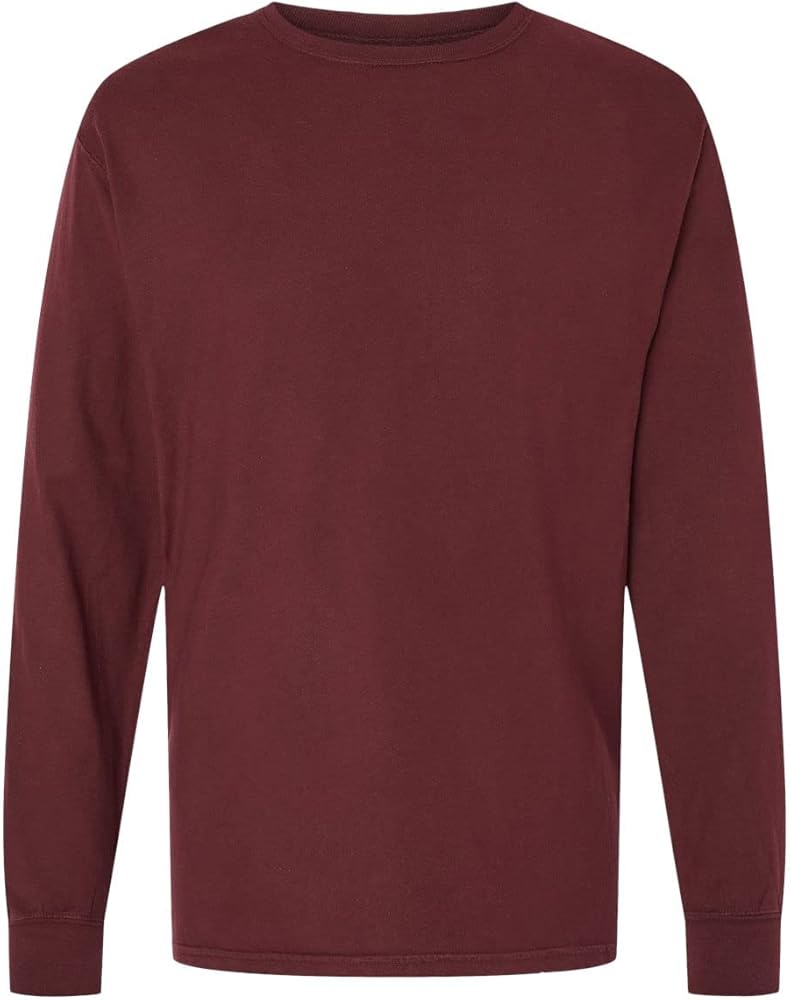 Hanes Mens ComfortWash Garment-Dyed Long Sleeve T-Shirt, 2XL, Maroon