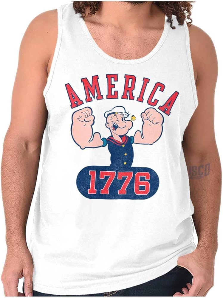 Brisco Brands Popeye The Sailor Man America 1776 Tank Top T Shirts Men Women