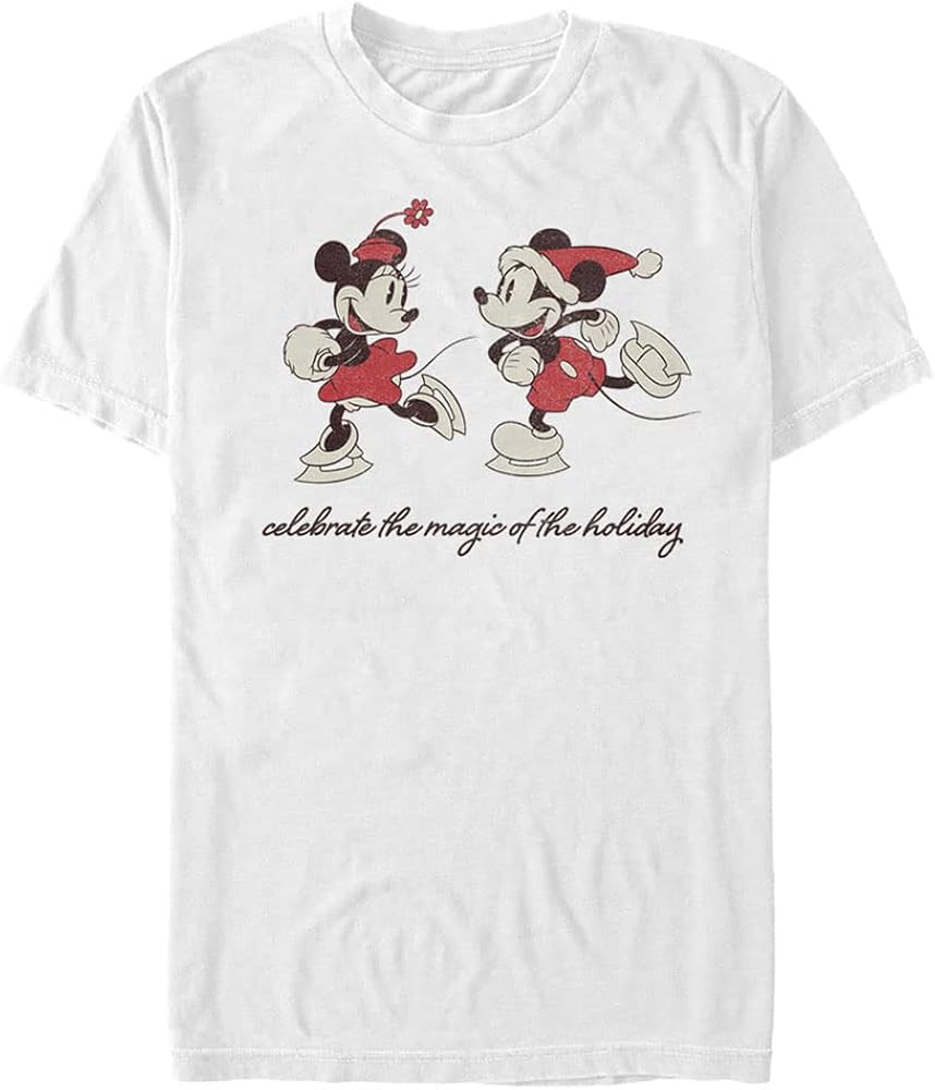 Disney Big Classic Mickey Vintage Holiday Skaters Men's Tops Short Sleeve Tee Shirt, White, 4X-Large Tall