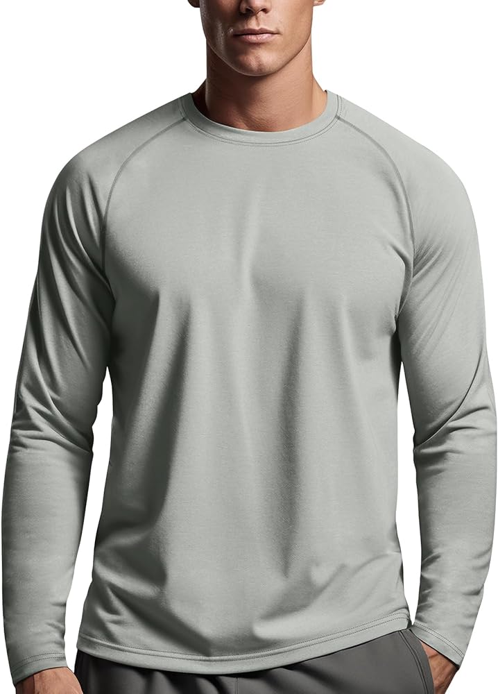 Zengjo Mens Long Sleeve Workout Shirts Moisture Wicking Running Athletic Sport Performance T-shirt Lightweight SPF Sun Shirt