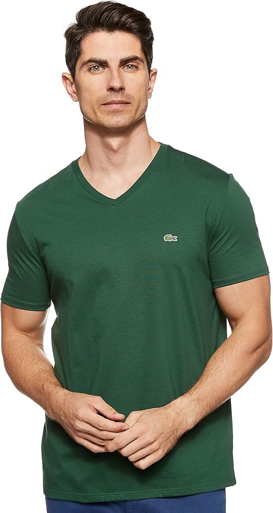 Lacoste Men's Short Sleeve V-Neck Pima Cotton Jersey T-Shirt