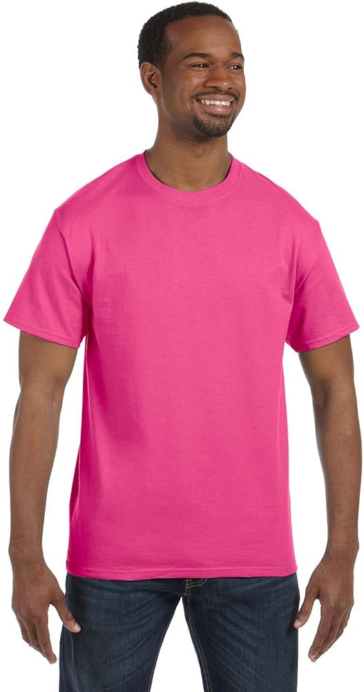 Hanes Mens 61 oz Tagless T-Shirt - Wow Pink - 2XL - (Style # 5250T - Original Label)