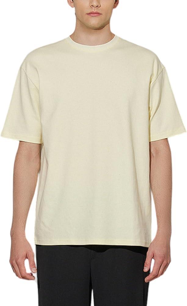 EDUARDO Men's Basic Short-Sleeve T-Shirt Semi Over Relaxed Fit Crew Neck Tee.