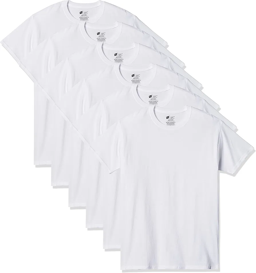 Hanes Men's FreshIQ Crew T-Shirt 6 Pack XXL White