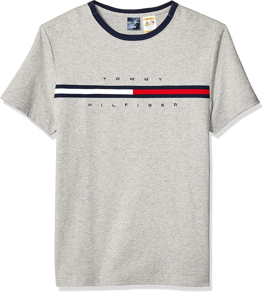 Tommy Hilfiger Men's Adaptive Short Sleeve Signature Stripe T-Shirt with Magnetic Buttons