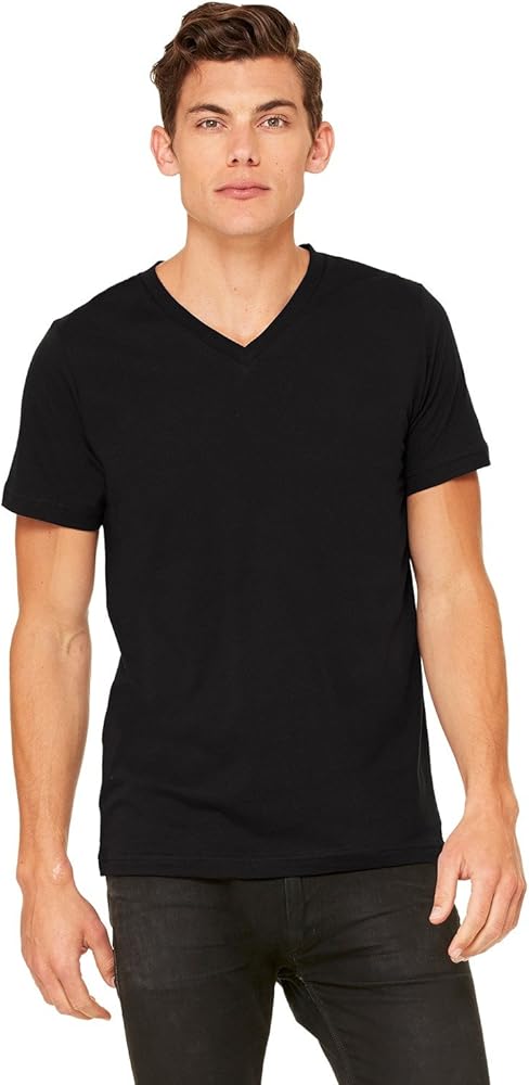 BELLA + Canvas Unisex Jersey Short-Sleeve V-Neck T-Shirt - Black - XS - (Style # 3005 - Original Label)