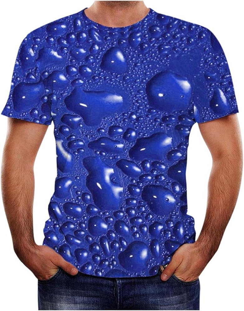 Men's Summer 3D Printed T-Shirts Beer Bubble Crewneck Short Sleeve Shirts Slim Fit Casual Cool Breathable Tops