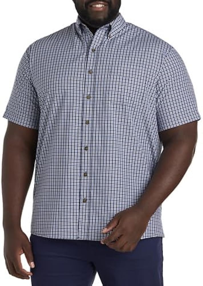 Harbor Bay by DXL Men's Big and Tall Easy-Care Small Plaid Sport Shirt