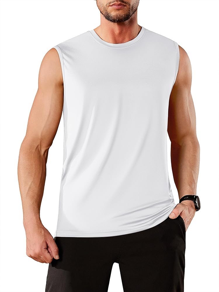 TACVASEN Men's Quick Dry Tank Top UPF 50+ Sun Protection Sleeveless Shirts Gym Workout Beach Athletic Muscle Shirts