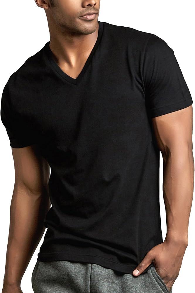 ToBeInStyle Men's Pack of 100% Cotton Short Sleeve V-Neck Tees