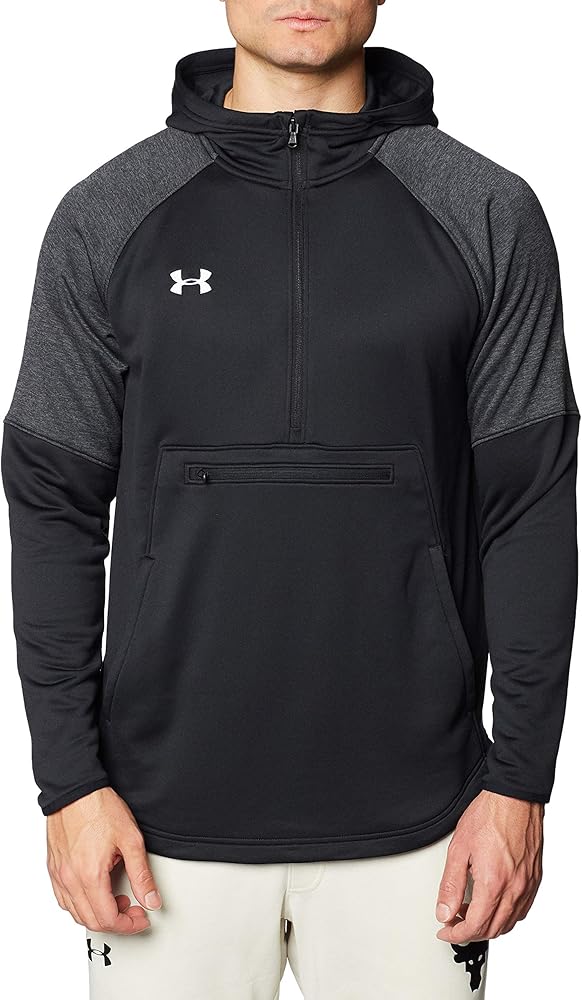 Under Armour mens Qualifier Fleece Anorak, Black-white, Large