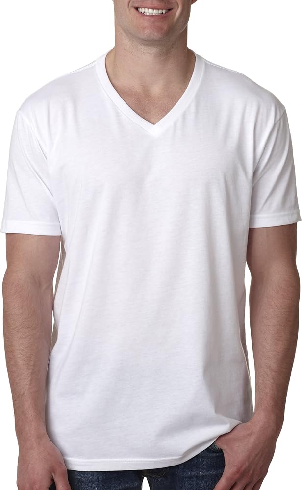 Next Level Mens 60% Cotton / 40% Polyester CVC V-Neck Tee - White - XL