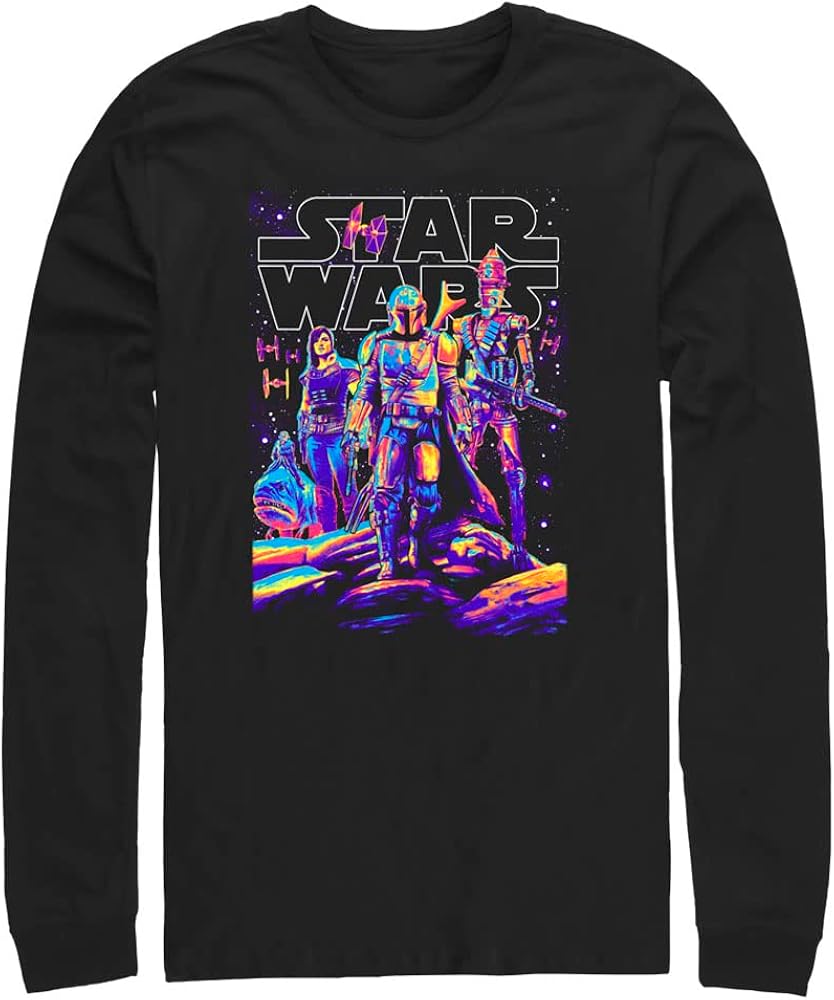 STAR WARS Mandalorian Light It Up Men's Tops Long Sleeve Tee Shirt