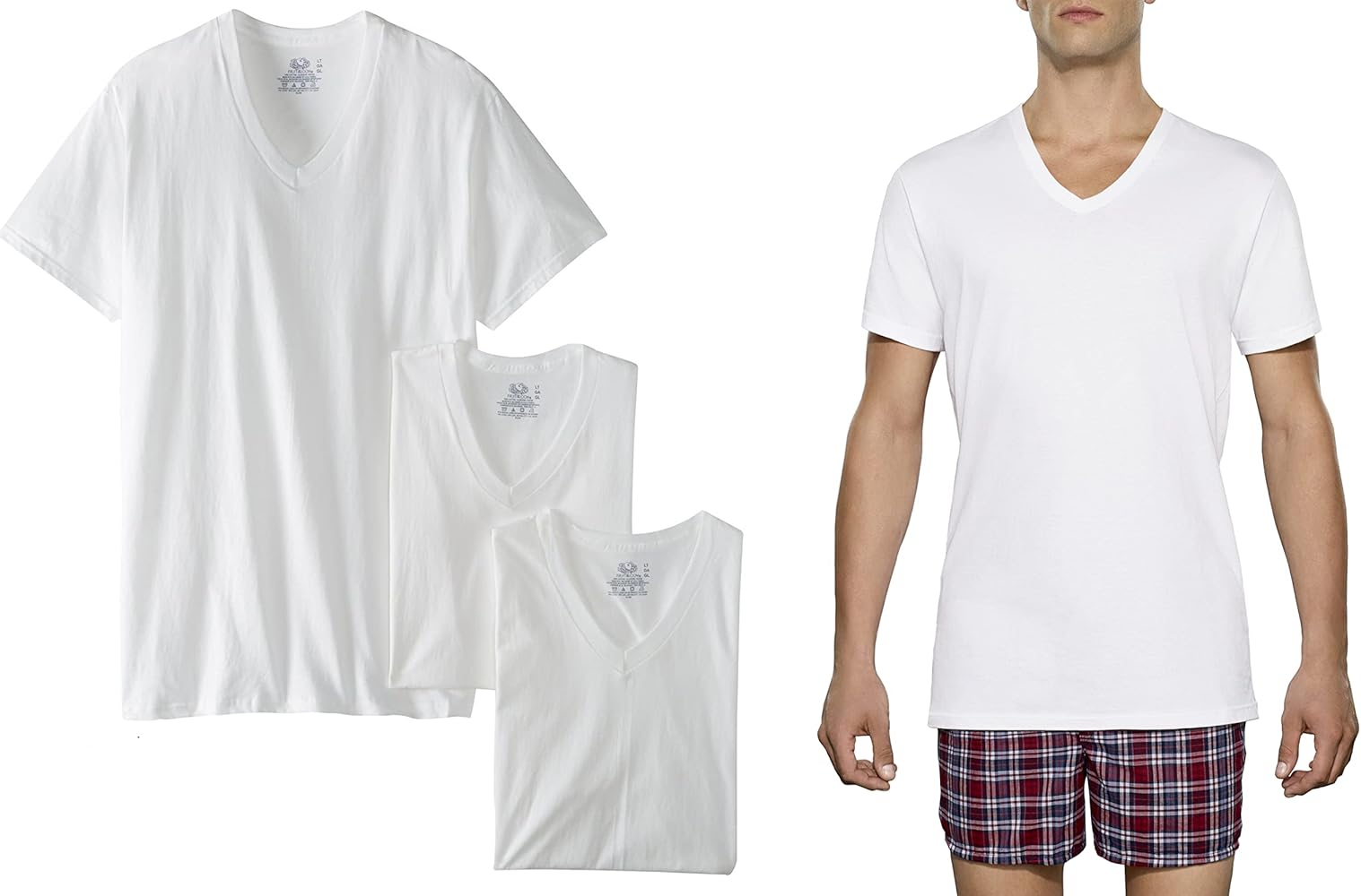 Fruit of the Loom New White Tall Man 3 V-Necks Tee Shirts