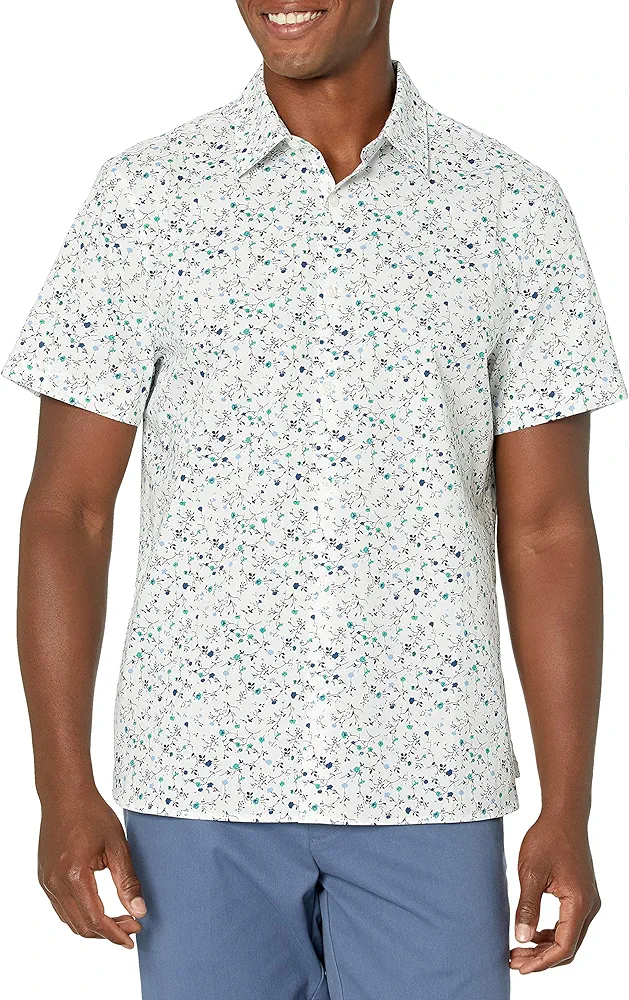 Perry Ellis Men's Floral Print Stretch Button-Down Shirt