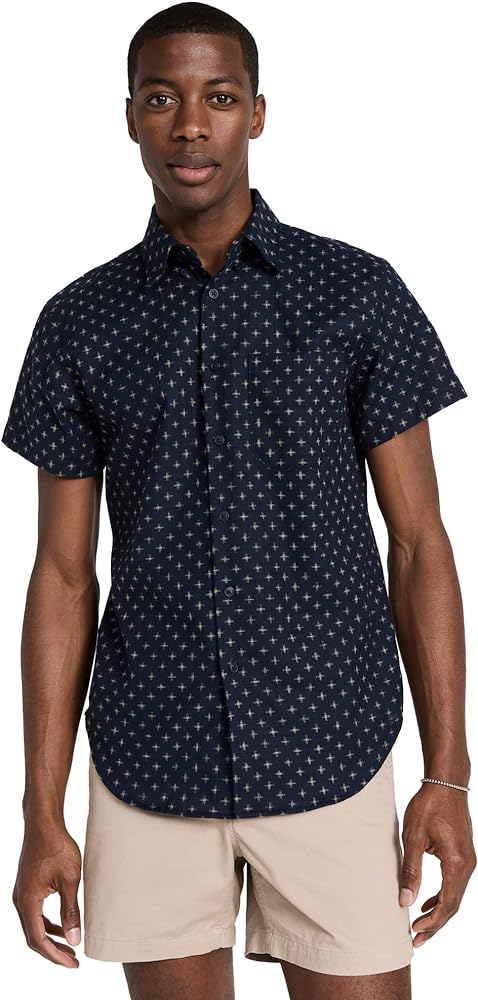 Naked & Famous Denim Men's Short Sleeve Easy Shirt Fit Button Down in Kimono +