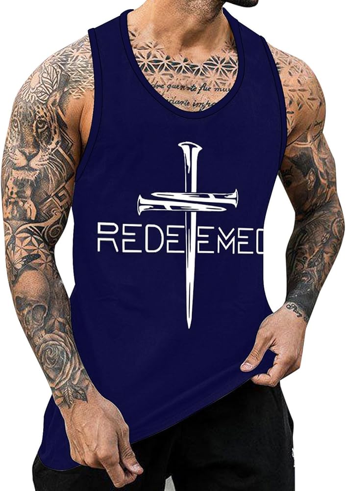 Three Nails Clothing for Men, Jessus Cross Christian Tank Tops Believe Printed Faith Christian Sleeveless Shirts