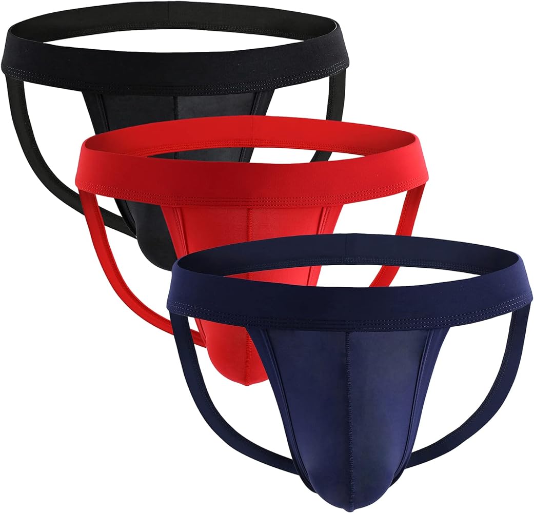 Men's Athletic Supporter Briefs Jockstrap Underwear Elastic Nylon Pouch Bikini Briefs