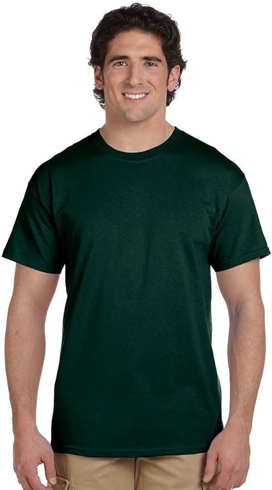 Hanes Mens ComfortBlend EcoSmart 50/50 Cotton/Poly T-Shirt, Small, Deep Forest