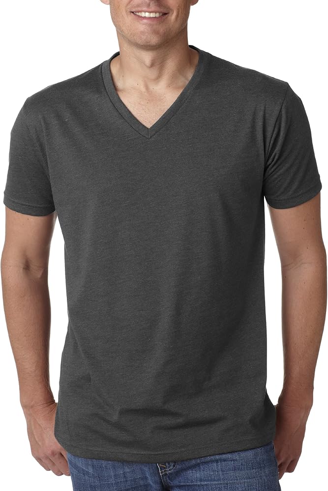 Next Level Mens 60% Cotton / 40% Polyester CVC V-Neck Tee - Charcoal - L