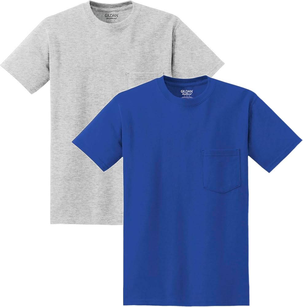 Gildan Men's DryBlend Workwear T-Shirts with Pocket, 2-Pack