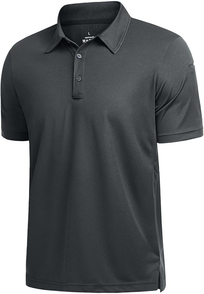 Men's Polo Shirt Short Sleeve 3 Buttons Moisture Wicking Golf Polo Collared Casual Work T-Shirt