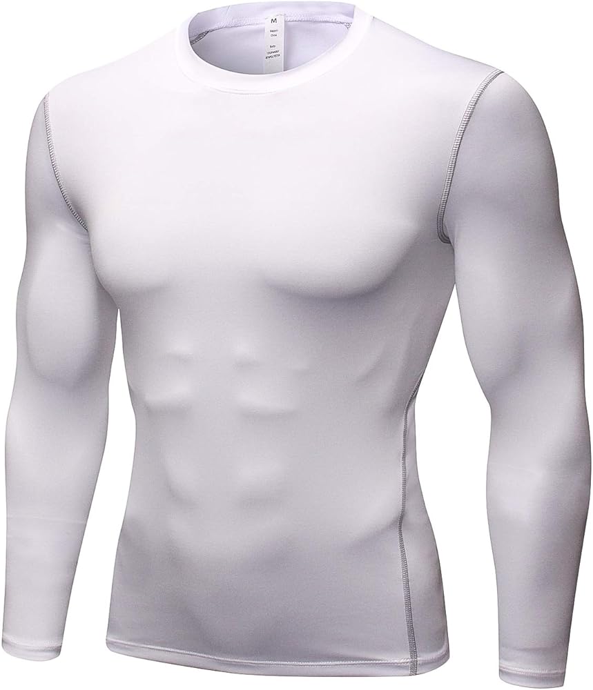 Men's Compression Long Sleeve Shirts, Cool Dry Sport Workout Underwear Shirt Athletic Baselayer Running Tops 1/2 Pack