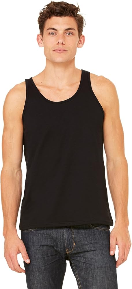 Bella Canvas Men's Blend Comfort Jersey Tank Top, Black, Medium