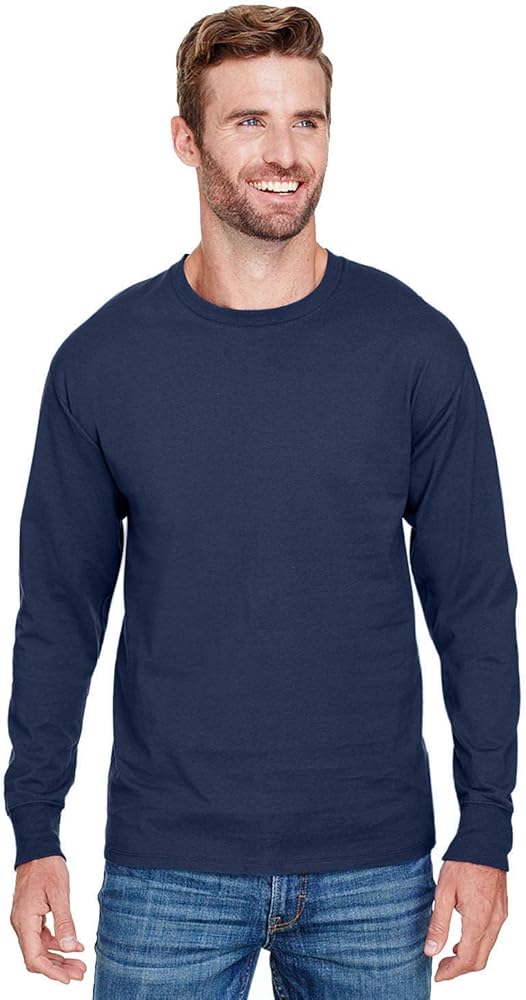 Champion Mens Long-Sleeve Ringspun T-Shirt (CP15), Navy, X-Large