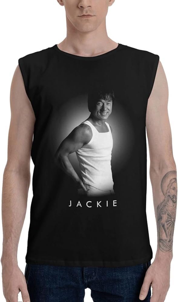 Jackie Chan Tank Top Man's Casual Cotton Vest Summer Crew Neck Sleeveless T-Shirts