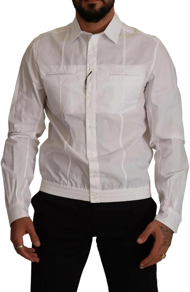 Dolce & Gabbana White Cotton Button Down Men Collared Shirt