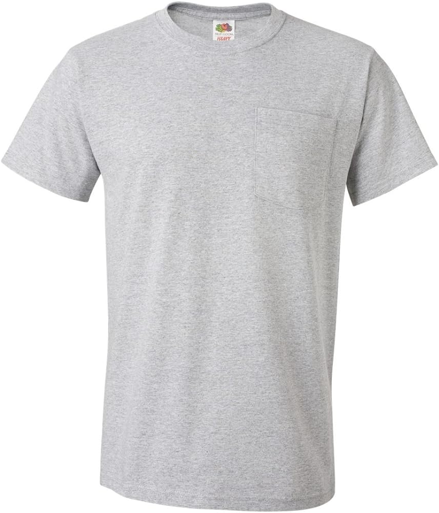 Fruit of the Loom 100% Heavy Cotton HD Pocket T-Shirt, Medium, ATHLETIC HEATHER