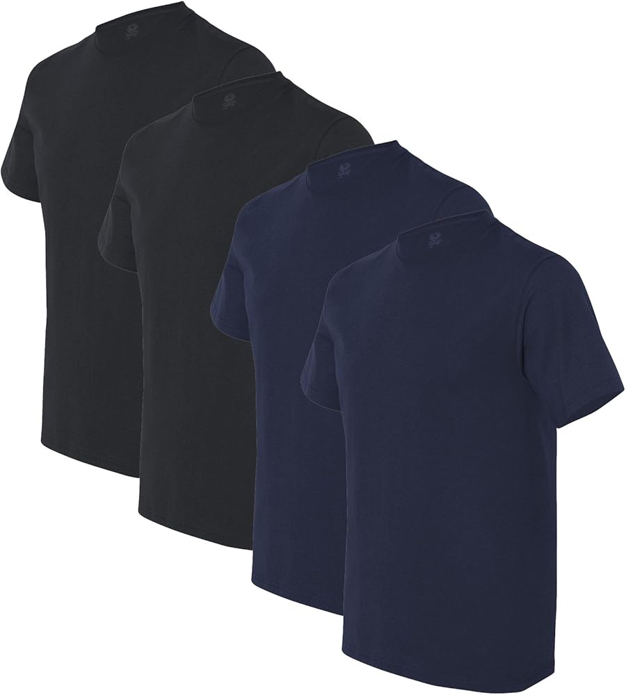 Fruit of the Loom Mens 5 oz. 100% Heavy Cotton HD T-Shirt(3931)-Black/J NAVY-2XL-2PK