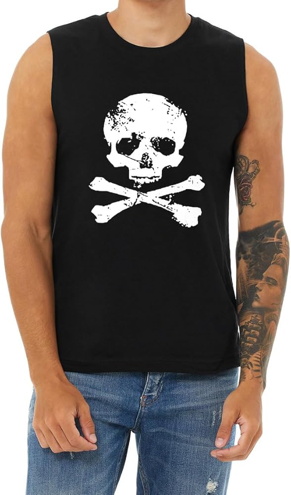 Pirate Skull Crossbones T-Shirt Sleeveless Muscle Tee Mens Tank Tops