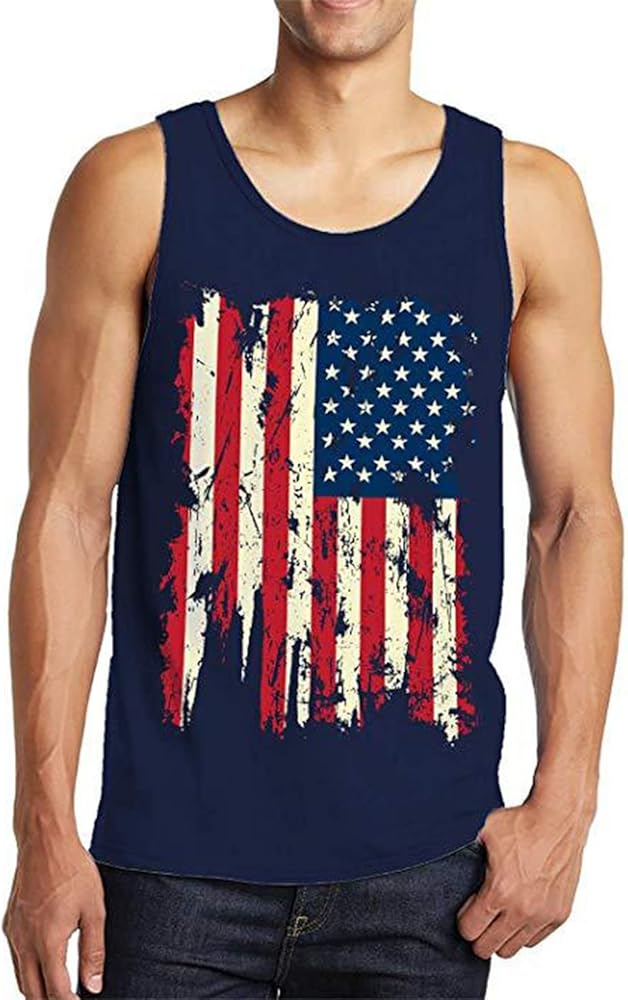 WENKOMG1 Mens Patriotic Tank Top Sleeveless Printed T-Shirt Basic Active Slim Fit Shirt