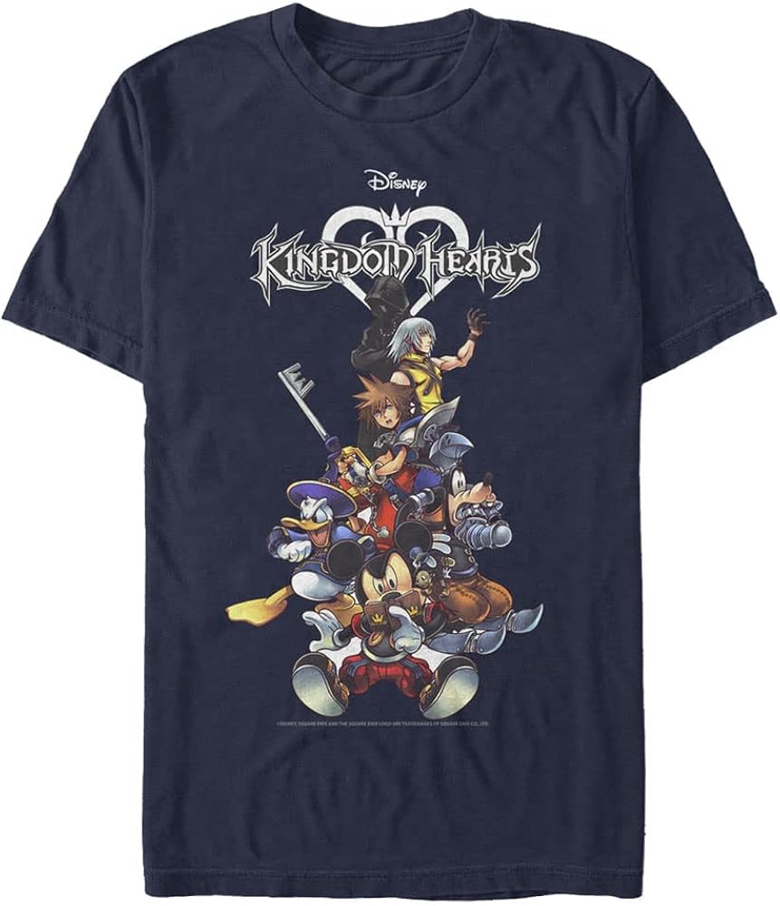 Disney Big & Tall Kingdom Hearts Group with Logo Men's Tops Short Sleeve Tee Shirt