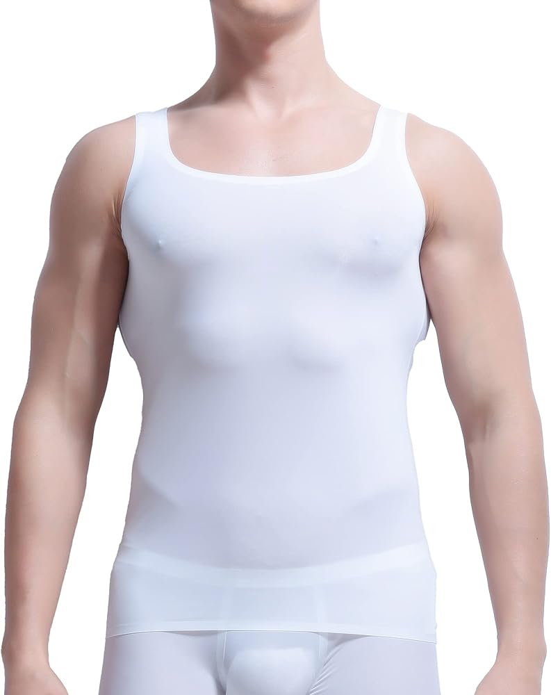 Men's Summer Fashion Tank Tops Sleeveless Compression Shirt Square Cut Muscle A-Shirts