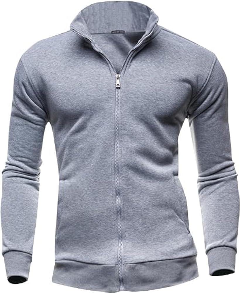 Sweaters for Men Cardigan Sweatshirt Hoodless Zip Up Jacket High Neck Lightweight Sueter Para Hombres